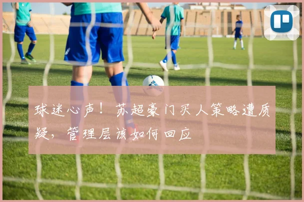 球迷心声！苏超豪门买人策略遭质疑，管理层该如何回应